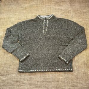 Woolrich Womens Green Thyme Nordic 1/4 Zip Wool Blend Pullover Sweater Small